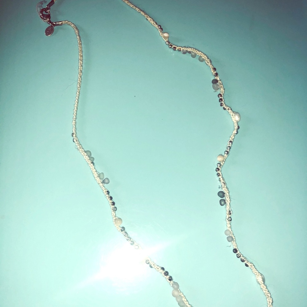 American Eagle yellow/white beaded braid necklace